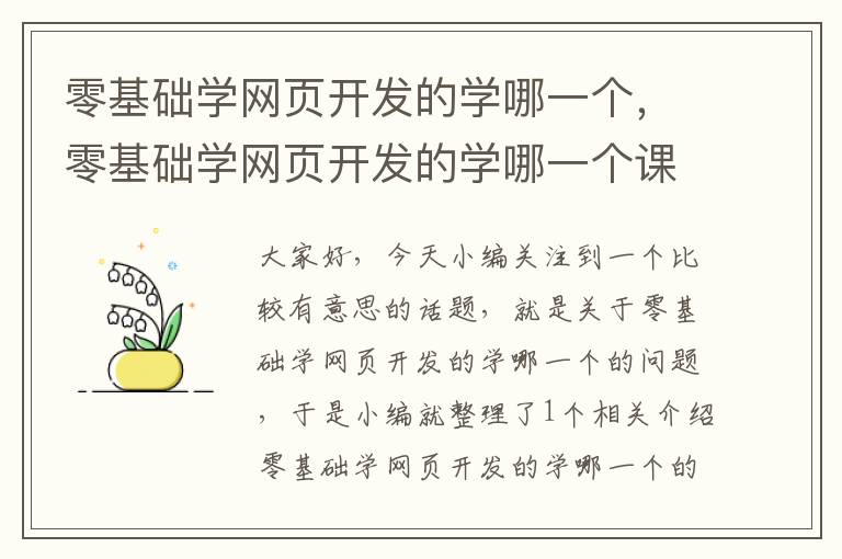 零基础学网页开发的学哪一个，零基础学网页开发的学哪一个课程