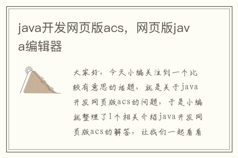 java开发网页版acs，网页版java编辑器