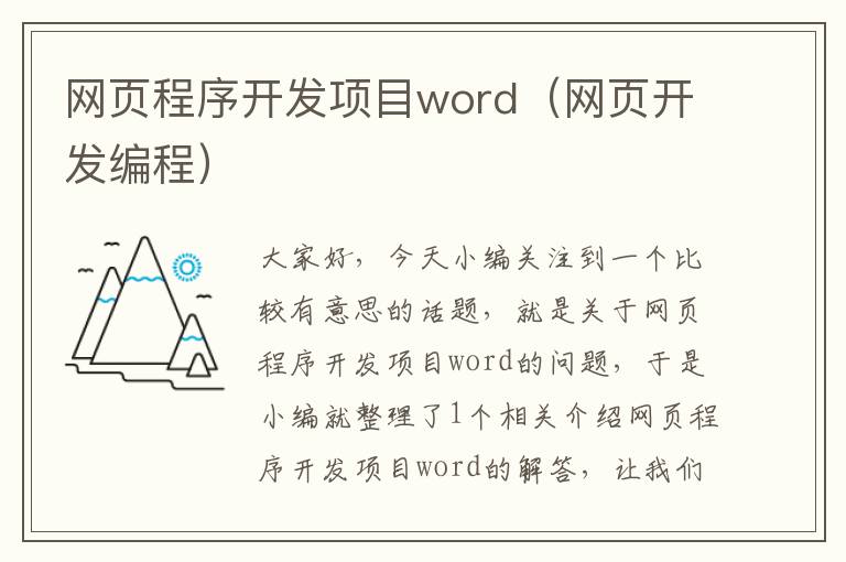 网页程序开发项目word（网页开发编程）