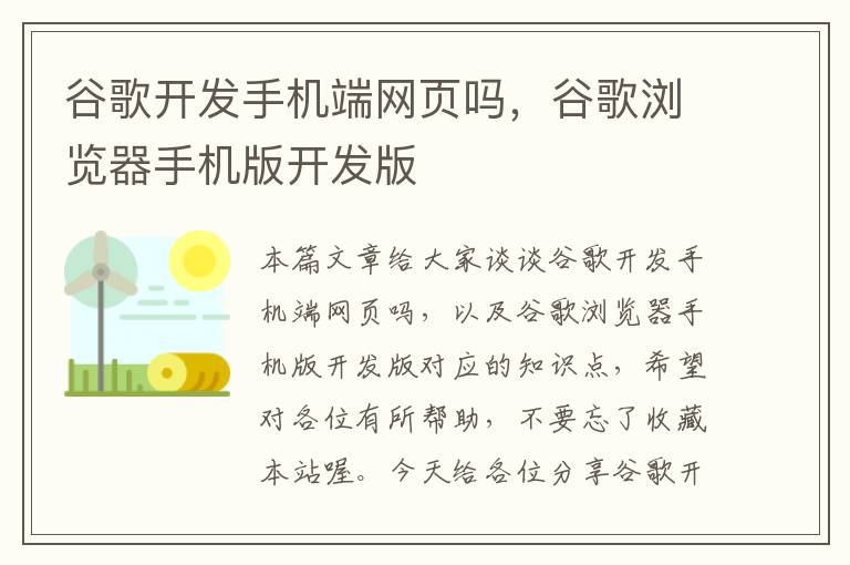 谷歌开发手机端网页吗，谷歌浏览器手机版开发版