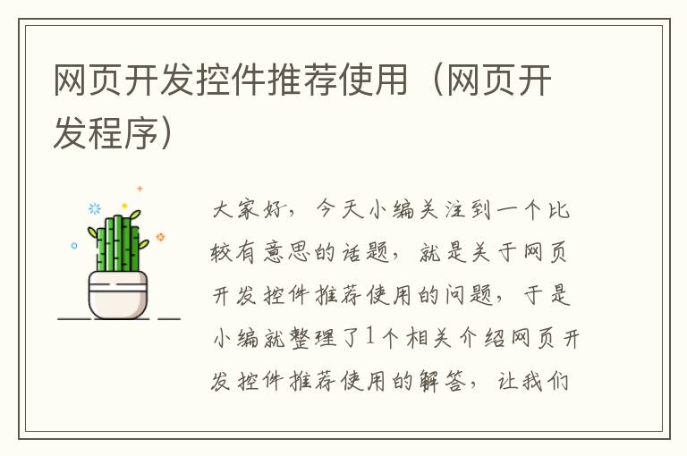 网页开发控件推荐使用（网页开发程序）