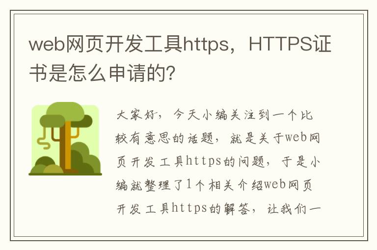 web网页开发工具https，HTTPS证书是怎么申请的？