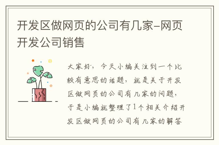 开发区做网页的公司有几家-网页开发公司销售