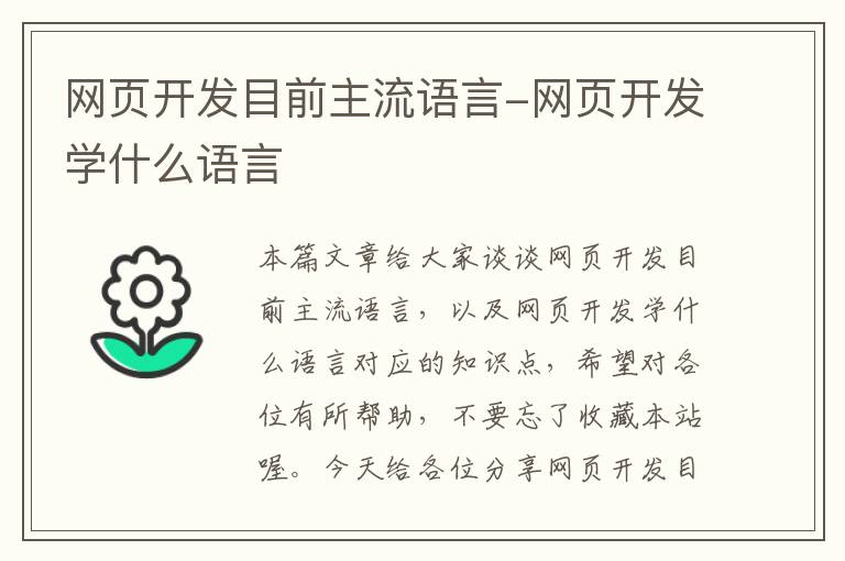 网页开发目前主流语言-网页开发学什么语言