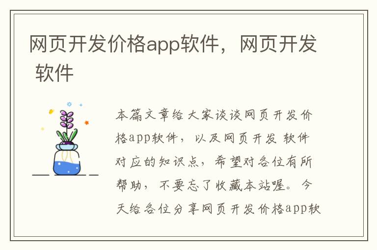 网页开发价格app软件，网页开发 软件