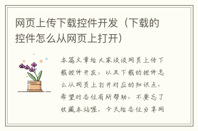 网页上传下载控件开发（下载的控件怎么从网页上打开）