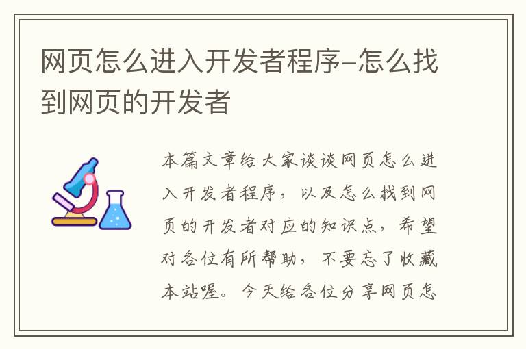 网页怎么进入开发者程序-怎么找到网页的开发者