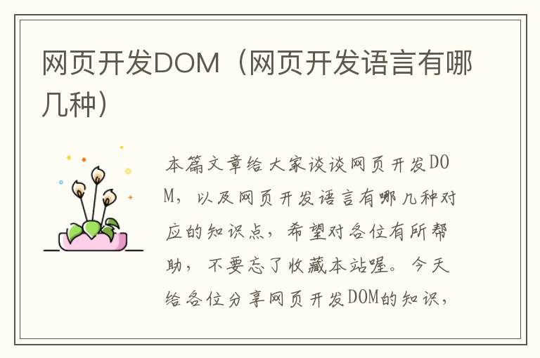 网页开发DOM（网页开发语言有哪几种）