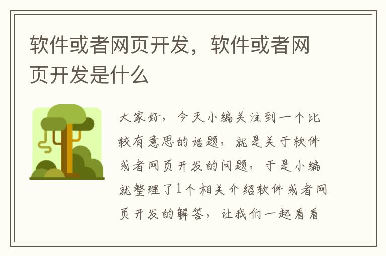 软件或者网页开发，软件或者网页开发是什么