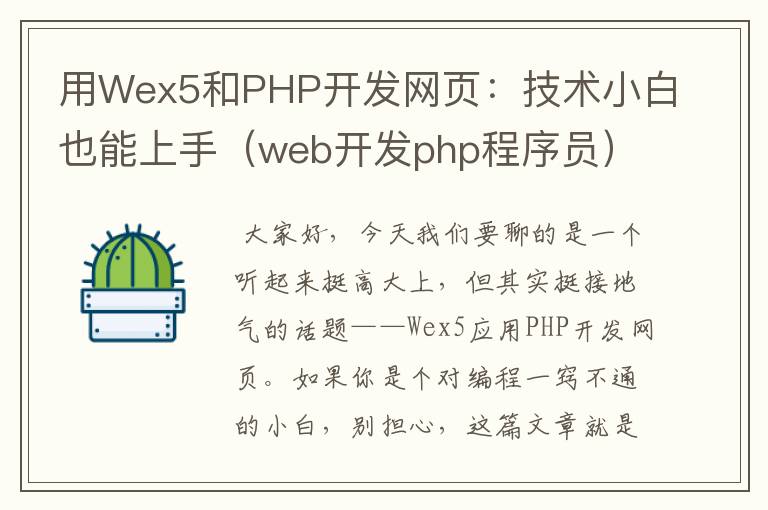 用Wex5和PHP开发网页：技术小白也能上手（web开发php程序员）