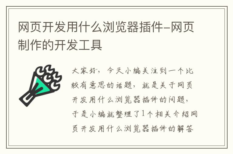 网页开发用什么浏览器插件-网页制作的开发工具