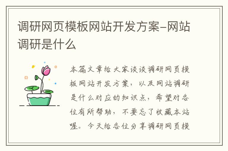 调研网页模板网站开发方案-网站调研是什么