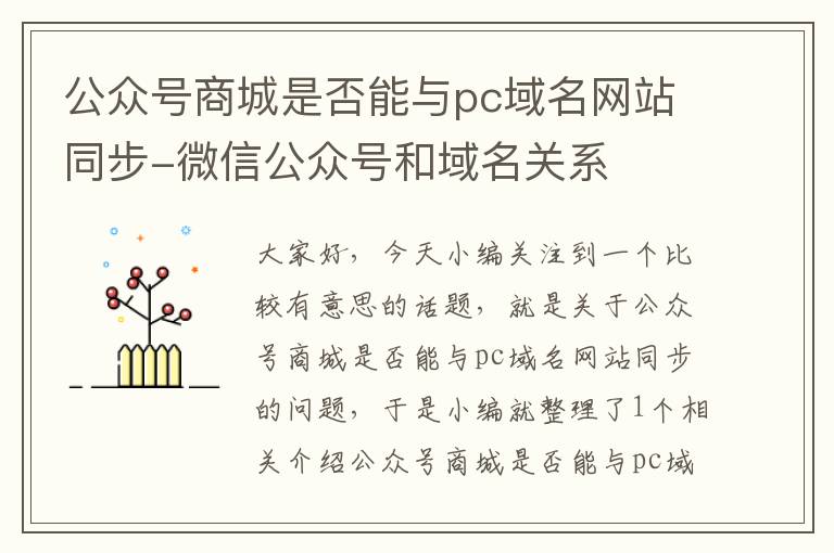 公众号商城是否能与pc域名网站同步-微信公众号和域名关系