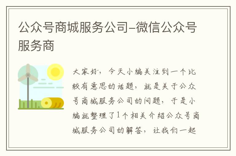 公众号商城服务公司-微信公众号服务商