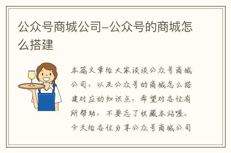 公众号商城公司-公众号的商城怎么搭建