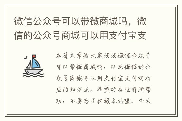 微信公众号可以带微商城吗，微信的公众号商城可以用支付宝支付吗