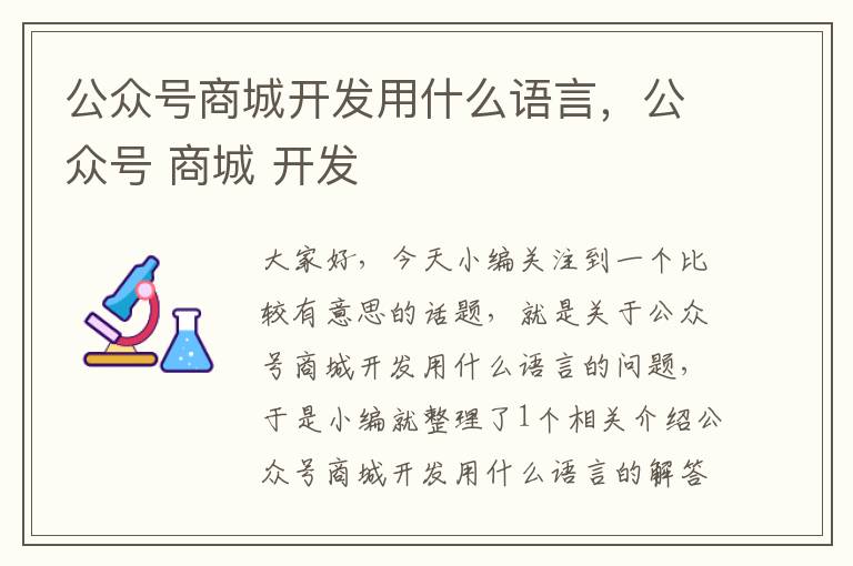 公众号商城开发用什么语言，公众号 商城 开发