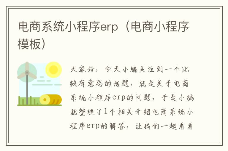 电商系统小程序erp（电商小程序模板）