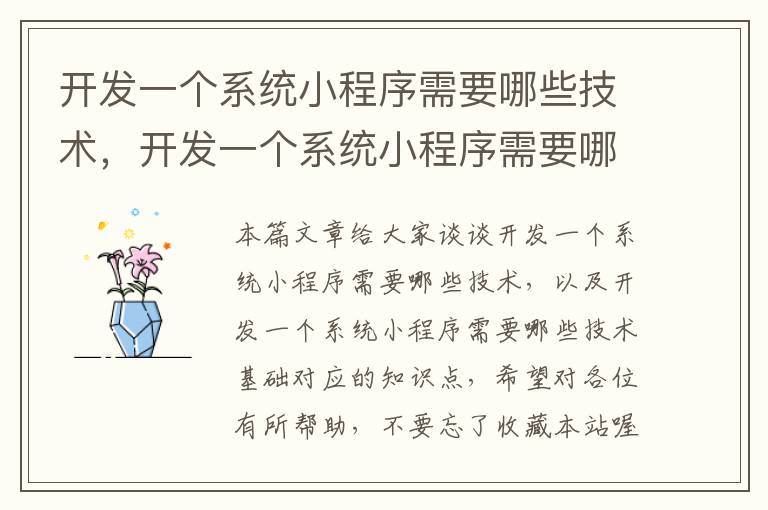 开发一个系统小程序需要哪些技术，开发一个系统小程序需要哪些技术基础