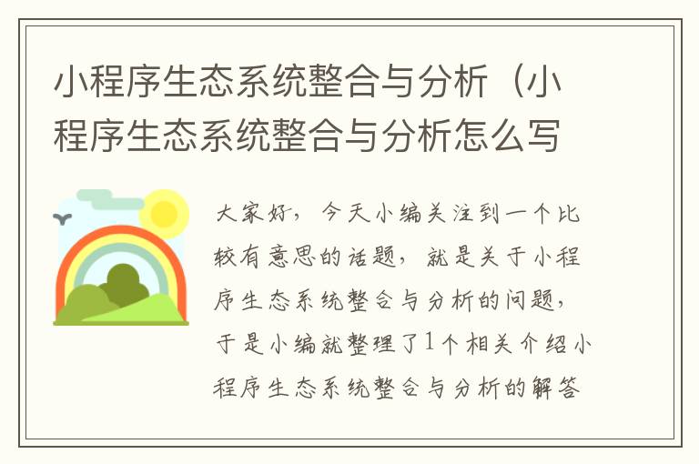 小程序生态系统整合与分析（小程序生态系统整合与分析怎么写）