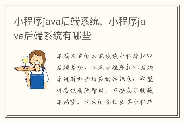 小程序java后端系统，小程序java后端系统有哪些