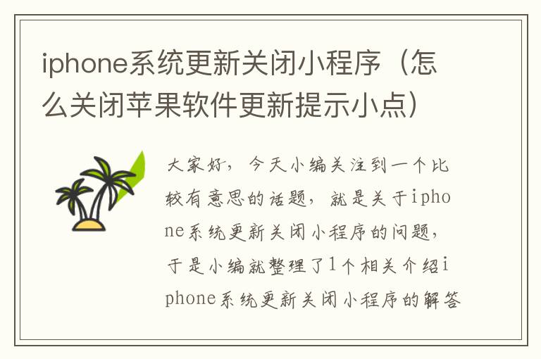 iphone系统更新关闭小程序（怎么关闭苹果软件更新提示小点）