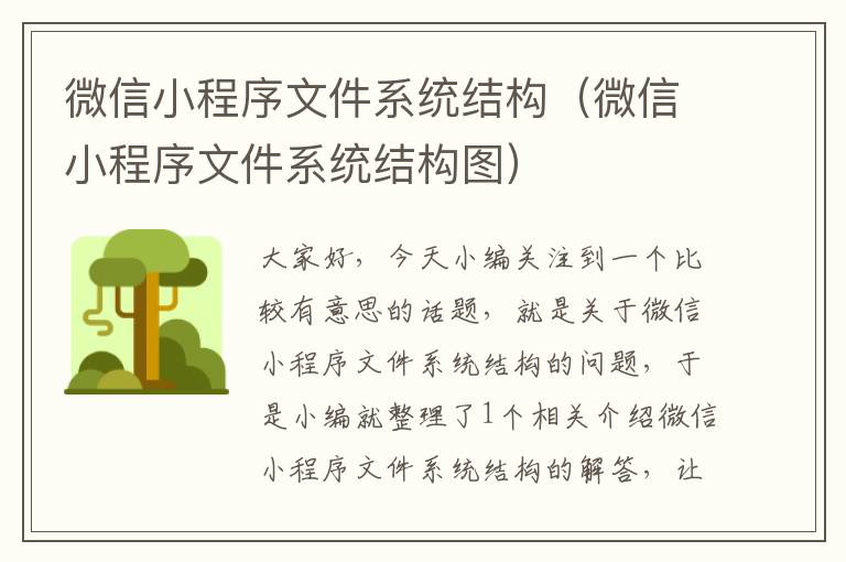 微信小程序文件系统结构（微信小程序文件系统结构图）