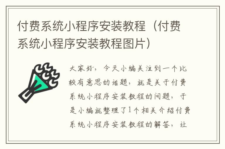 付费系统小程序安装教程（付费系统小程序安装教程图片）