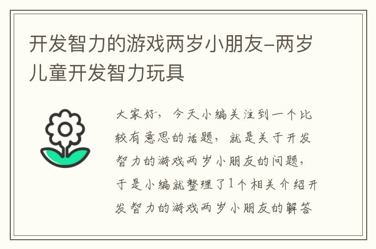 开发智力的游戏两岁小朋友-两岁儿童开发智力玩具