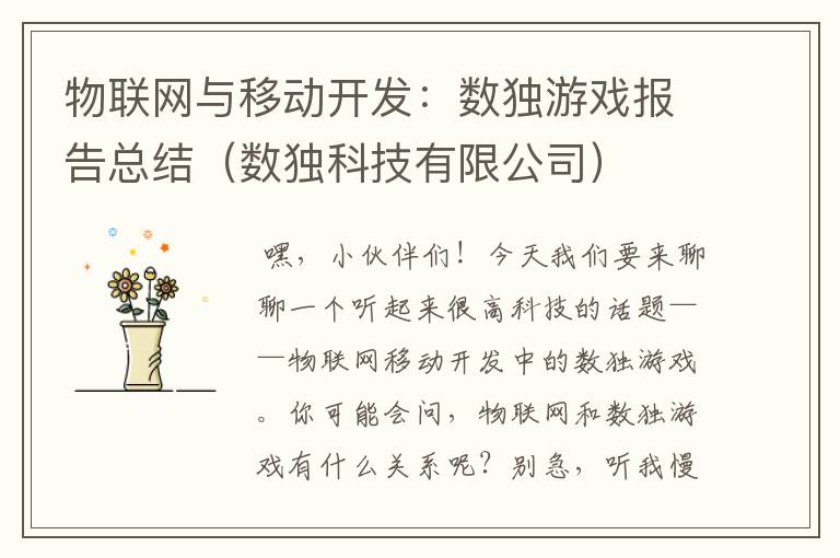 物联网与移动开发：数独游戏报告总结（数独科技有限公司）