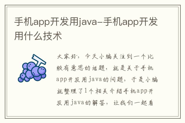 手机app开发用java-手机app开发用什么技术