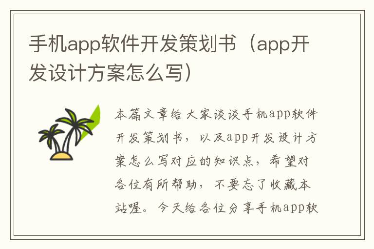 手机app软件开发策划书（app开发设计方案怎么写）