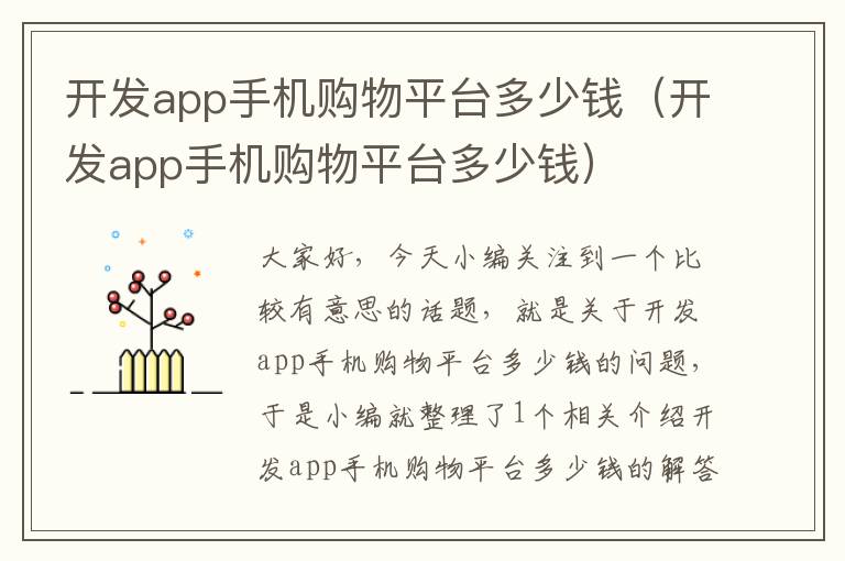 开发app手机购物平台多少钱（开发app手机购物平台多少钱）