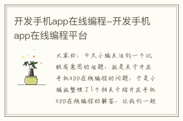 开发手机app在线编程-开发手机app在线编程平台