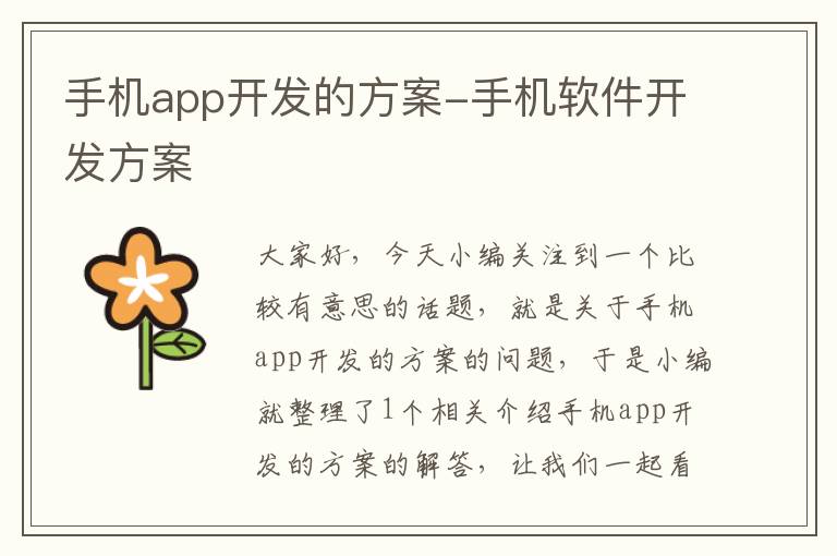 手机app开发的方案-手机软件开发方案