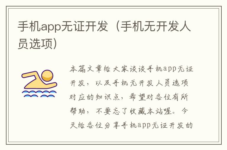 手机app无证开发（手机无开发人员选项）