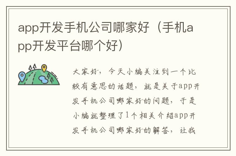 app开发手机公司哪家好（手机app开发平台哪个好）