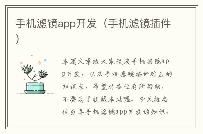 手机滤镜app开发（手机滤镜插件）