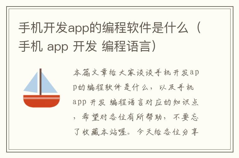 手机开发app的编程软件是什么（手机 app 开发 编程语言）