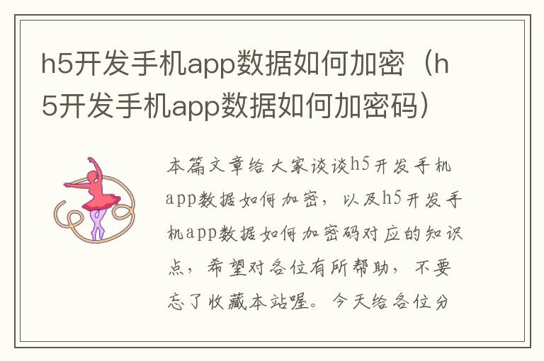 h5开发手机app数据如何加密（h5开发手机app数据如何加密码）