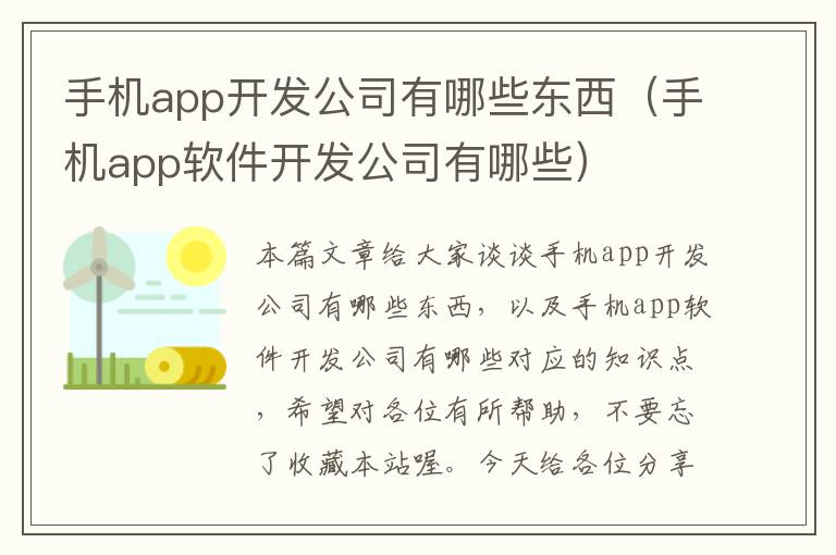 手机app开发公司有哪些东西（手机app软件开发公司有哪些）