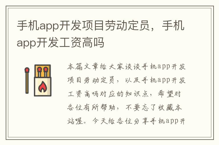 手机app开发项目劳动定员，手机app开发工资高吗