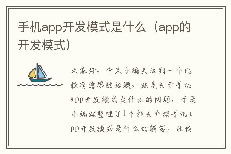 手机app开发模式是什么（app的开发模式）