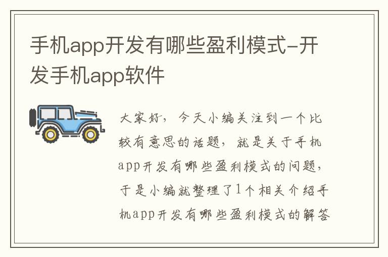 手机app开发有哪些盈利模式-开发手机app软件