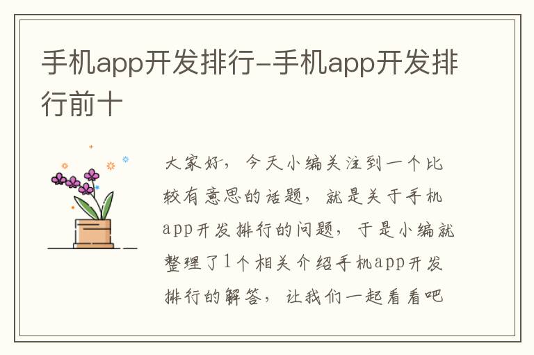 手机app开发排行-手机app开发排行前十