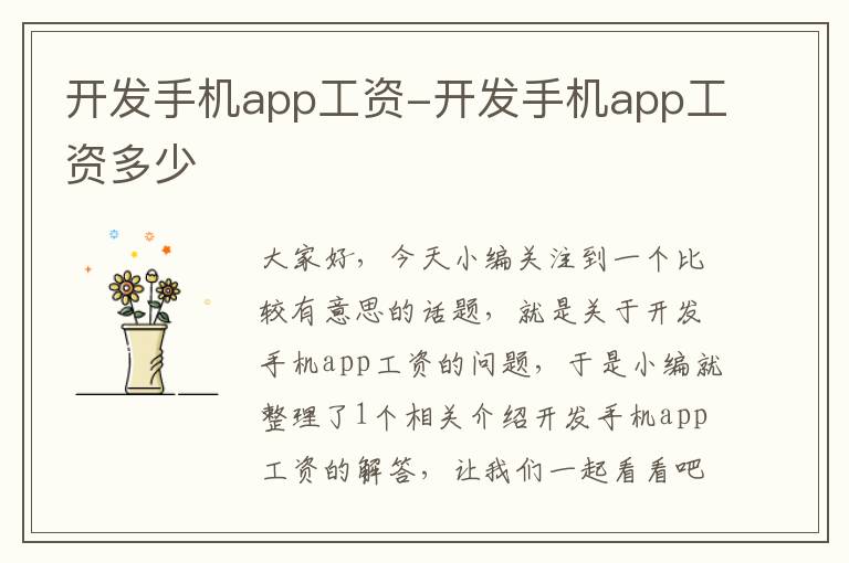 开发手机app工资-开发手机app工资多少