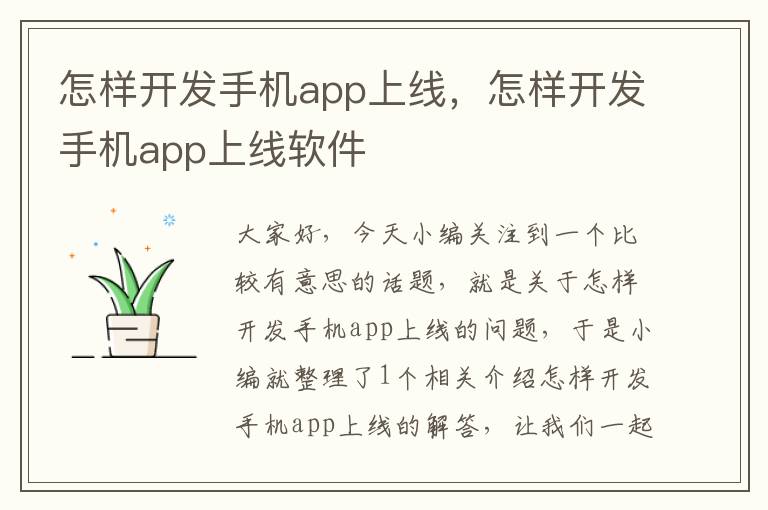 怎样开发手机app上线，怎样开发手机app上线软件