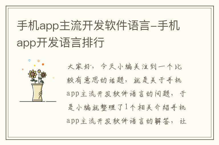 手机app主流开发软件语言-手机app开发语言排行