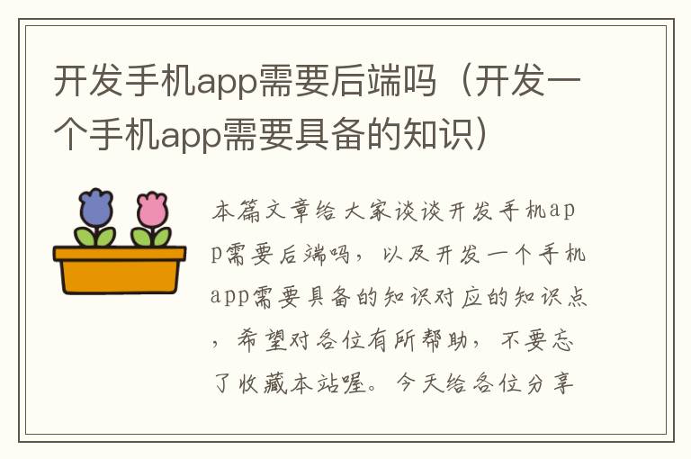 开发手机app需要后端吗（开发一个手机app需要具备的知识）