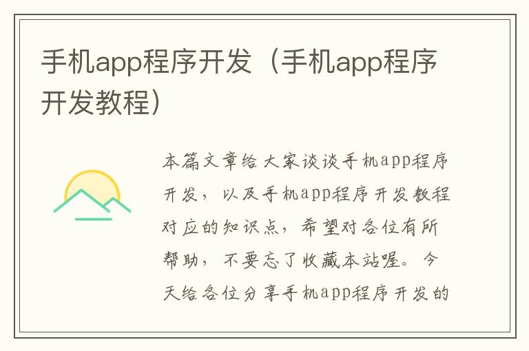 手机app程序开发（手机app程序开发教程）